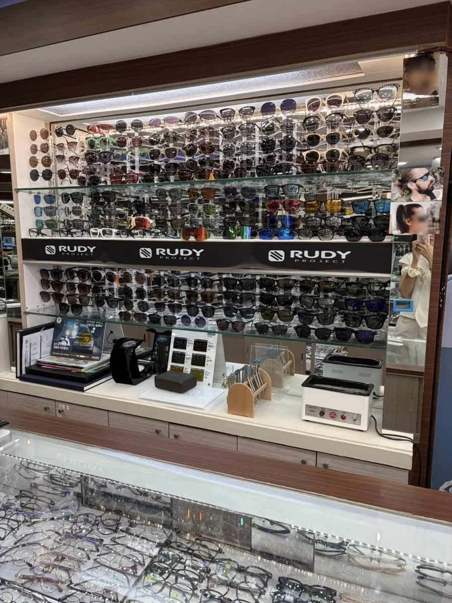 Interior of the store lined with frames
