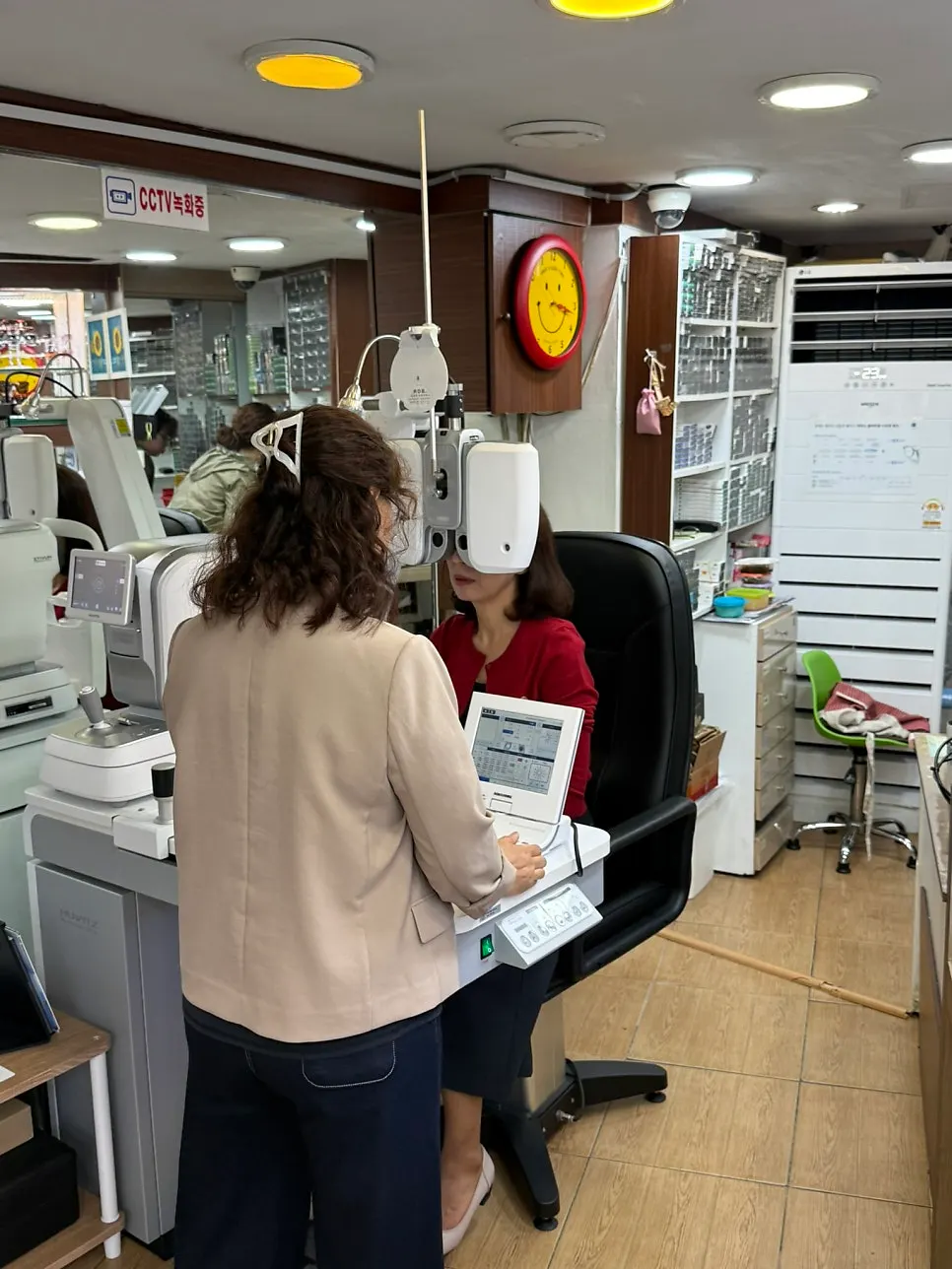 Ultem material and clear horn-rim frames on display