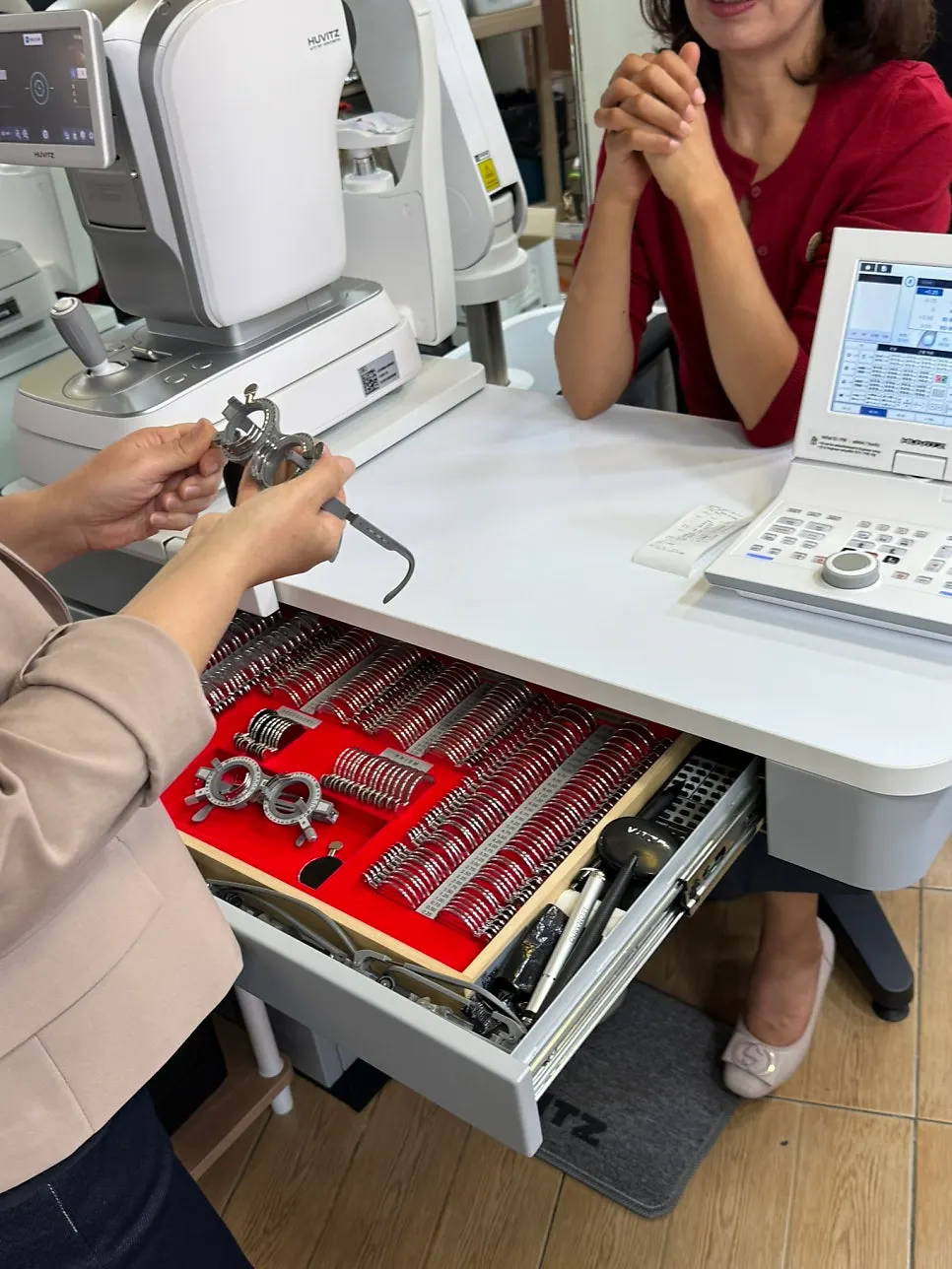 Thin titanium metal frames on display