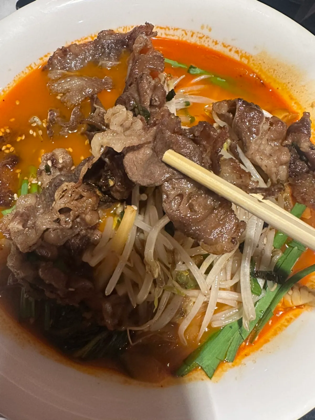 Close-up of beef belly in the meat jjamppong