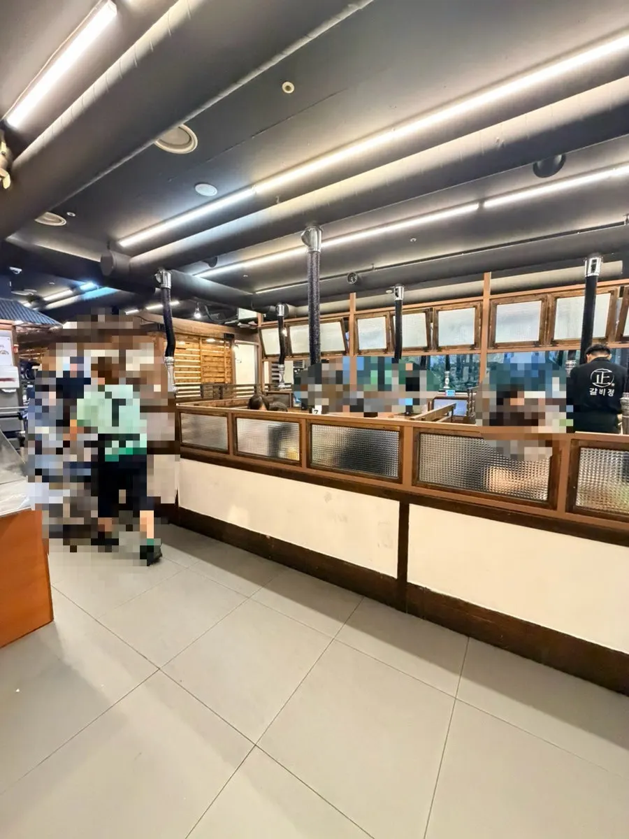 View of the spacious dining hall at Galbijeong