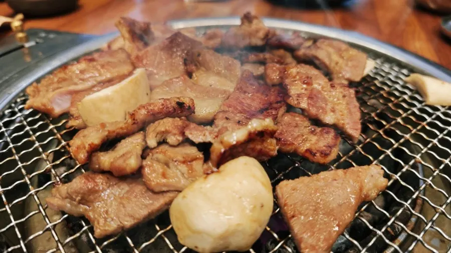 Grilled pork ribs coated in seasoning