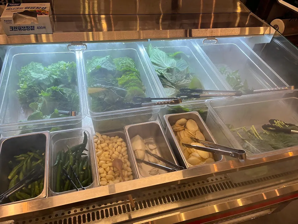 Vegetable corner of the self-bar near the entrance at Galbijeong