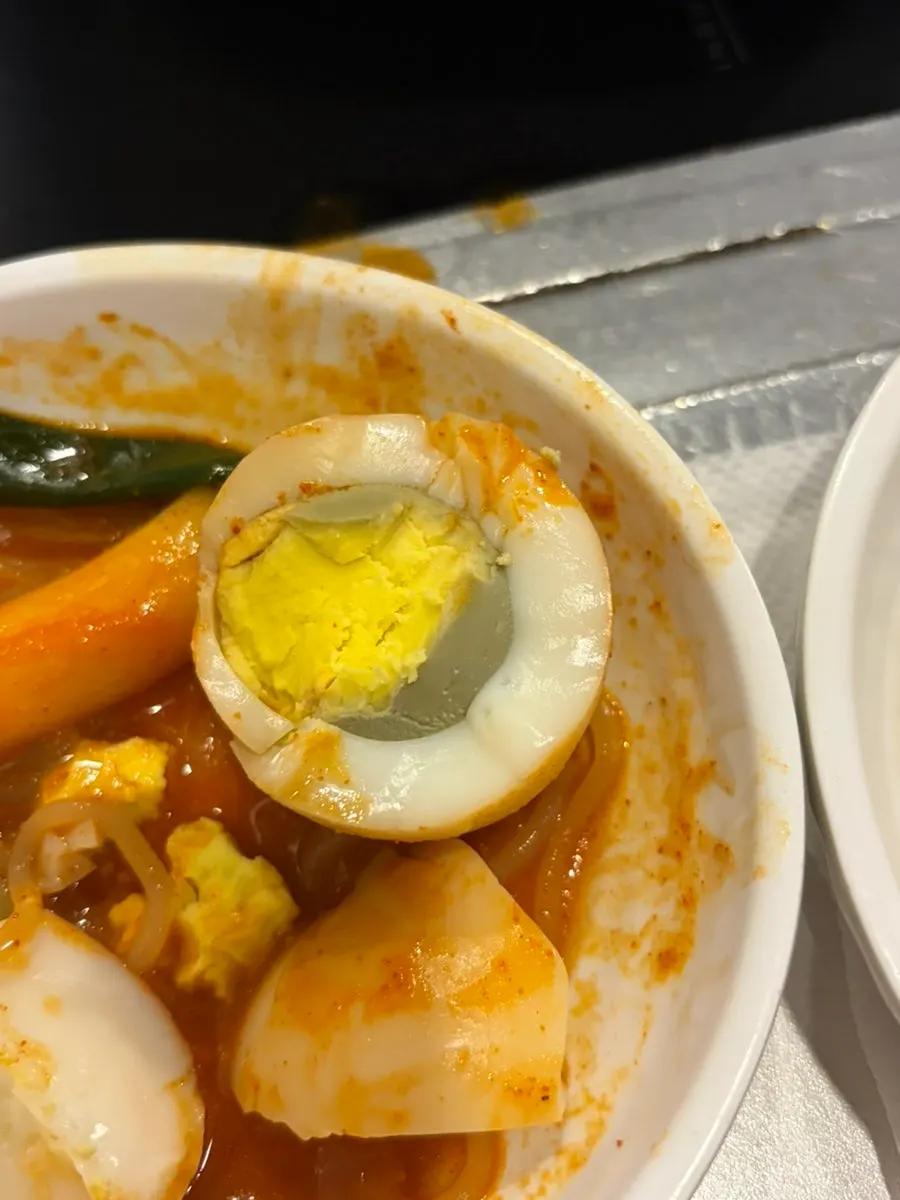 Boiled egg inside the instant tteokbokki