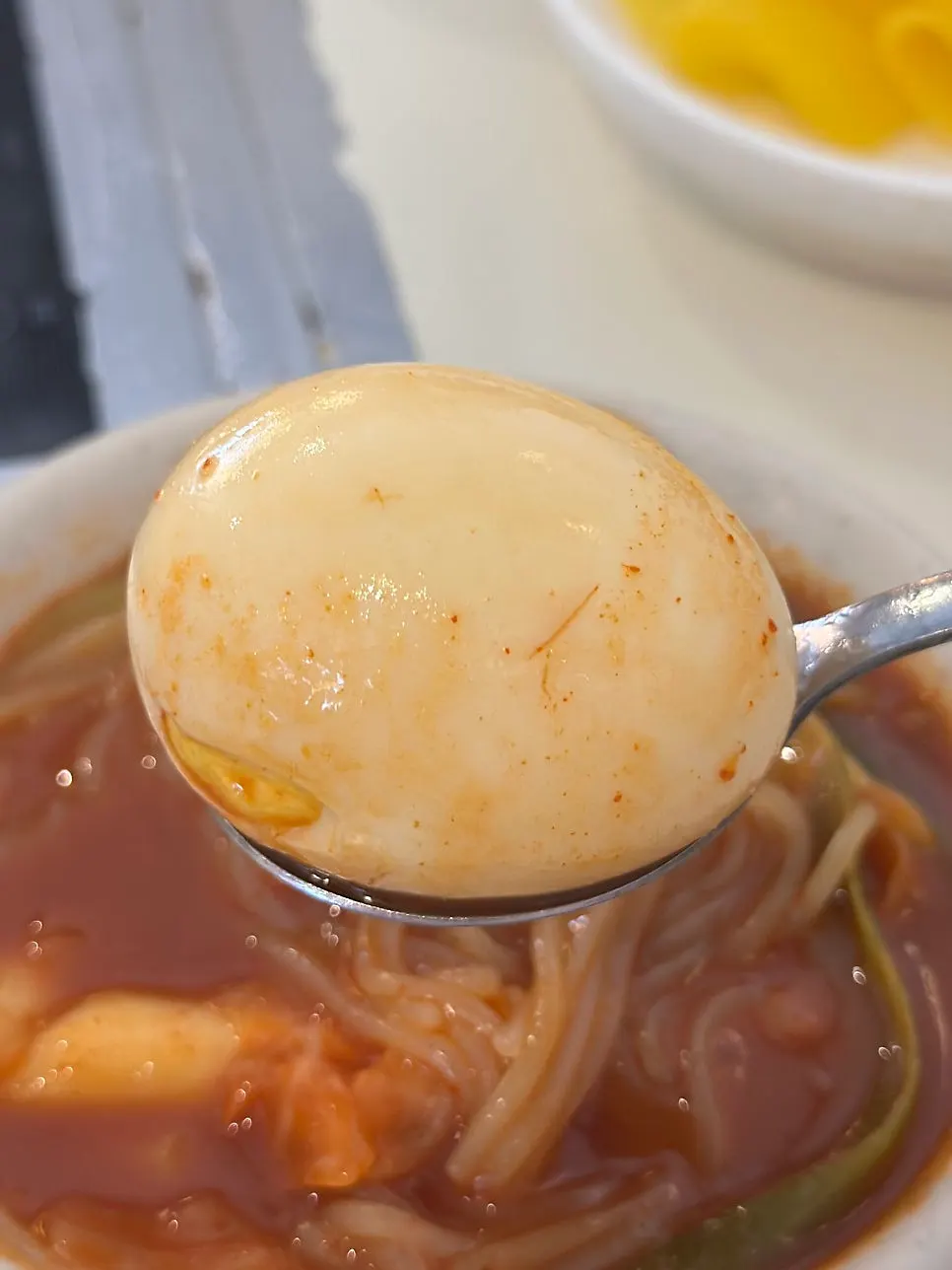 Instant tteokbokki with egg added in