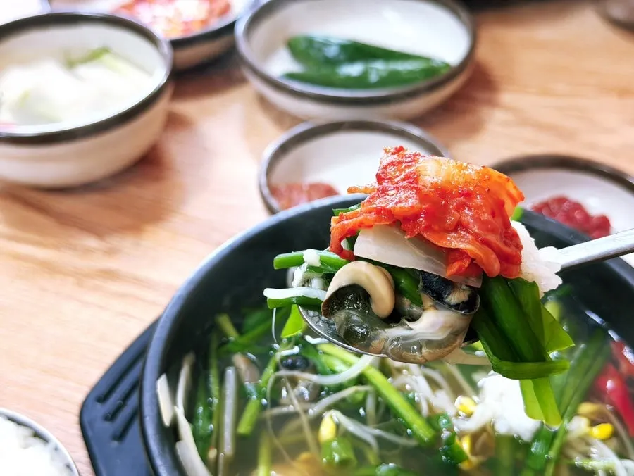 보말해장국과 밥, 깍두기