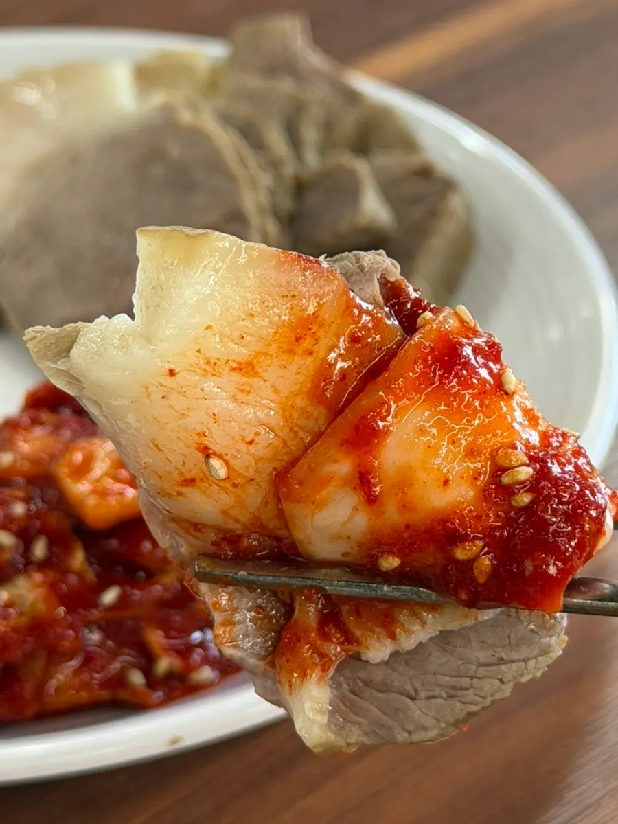 야들야들한 수육 고기 클로즈업