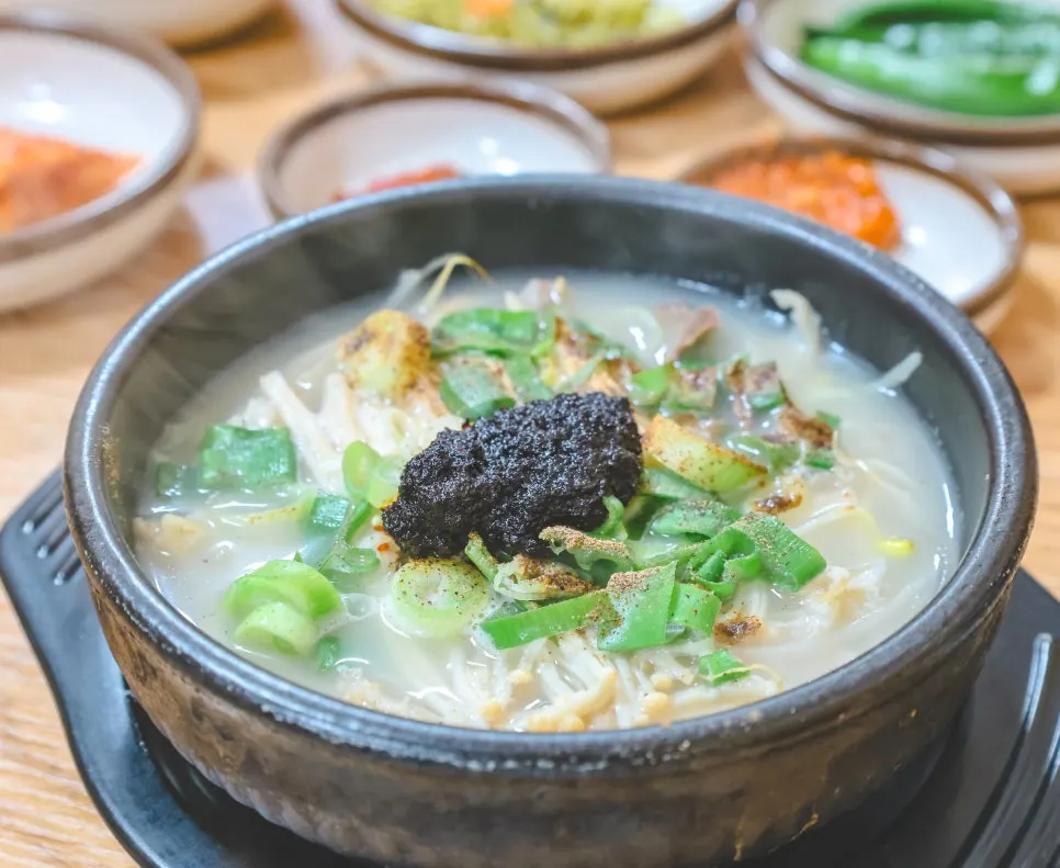Bowl of hanwoo tripe soup simmered from beef bones