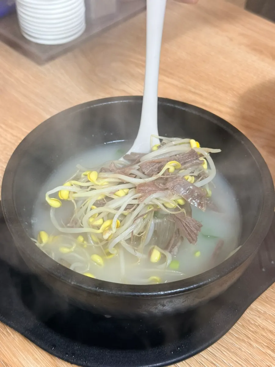 Children’s hangover soup with beef, bean sprouts, and glass noodles