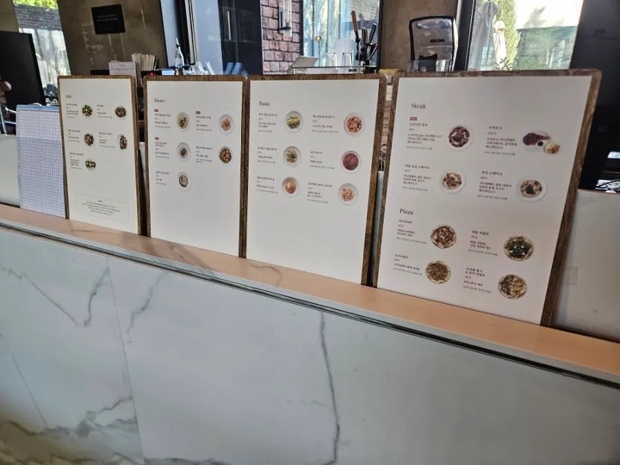 Menu page listing pastas and risottos