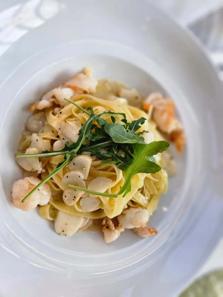 A plate of truffle crab pasta
