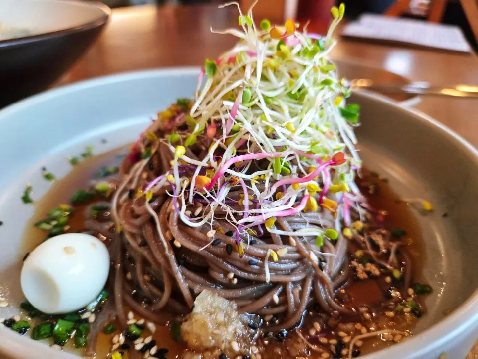 Hyeondae Memil's soy sauce mak guksu with soy-based dressing