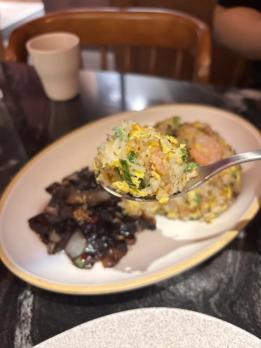 Jjamppong broth served alongside the Berkshire K fried rice