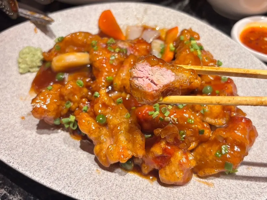 Berkshire K Cantonese-style sweet and sour pork in reddish sauce
