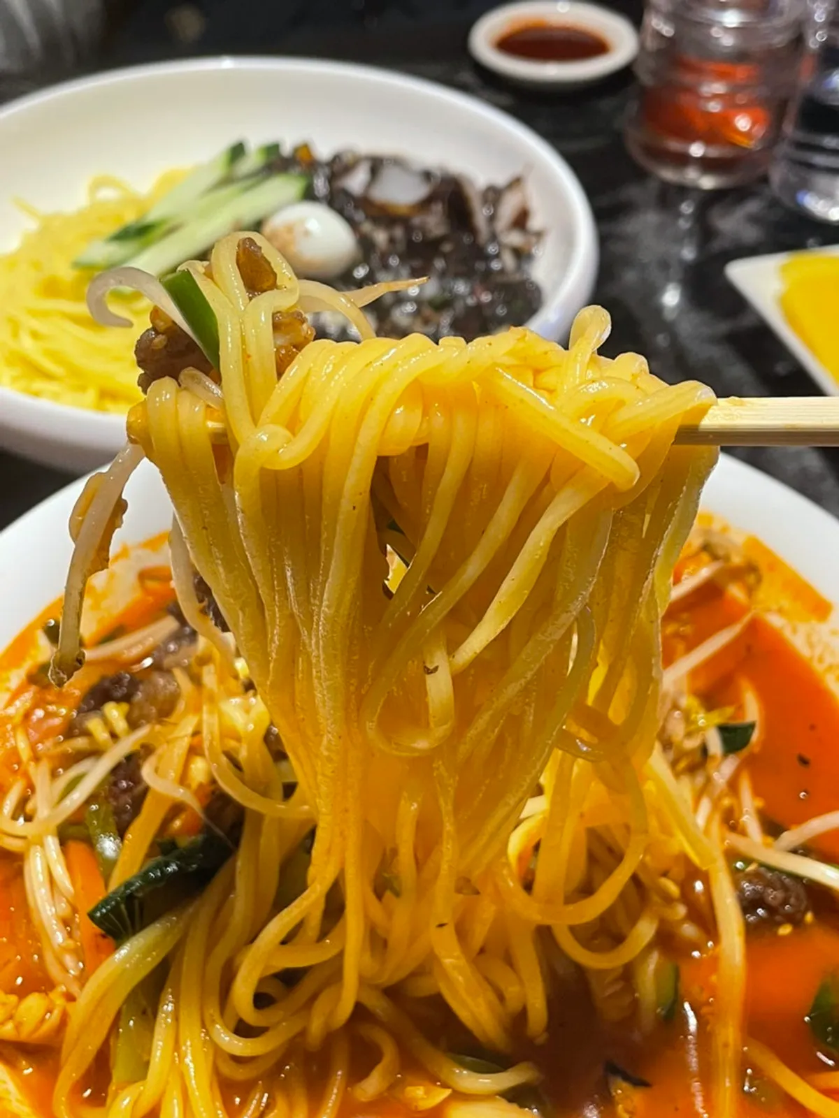 Close-up of meat jjamppong at Hyeongjeae Guui