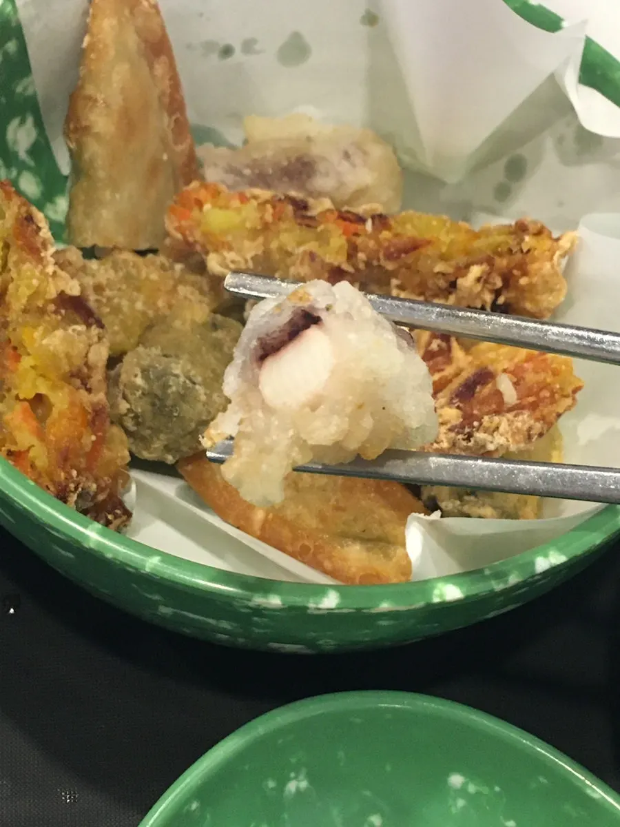 Assorted fried snacks with squid and gimmari