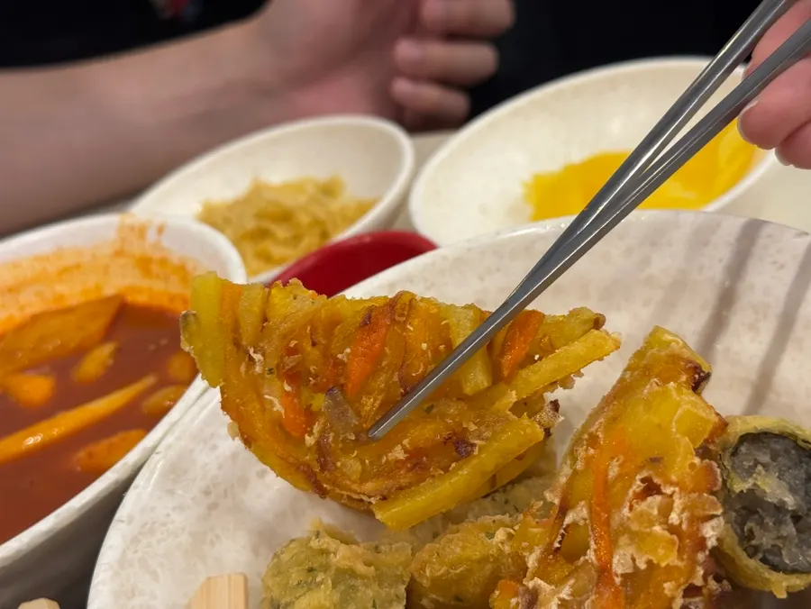 Golden fried squid fritters and assorted fritters