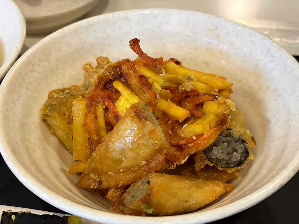 Bunsik spread served with tteokbokki