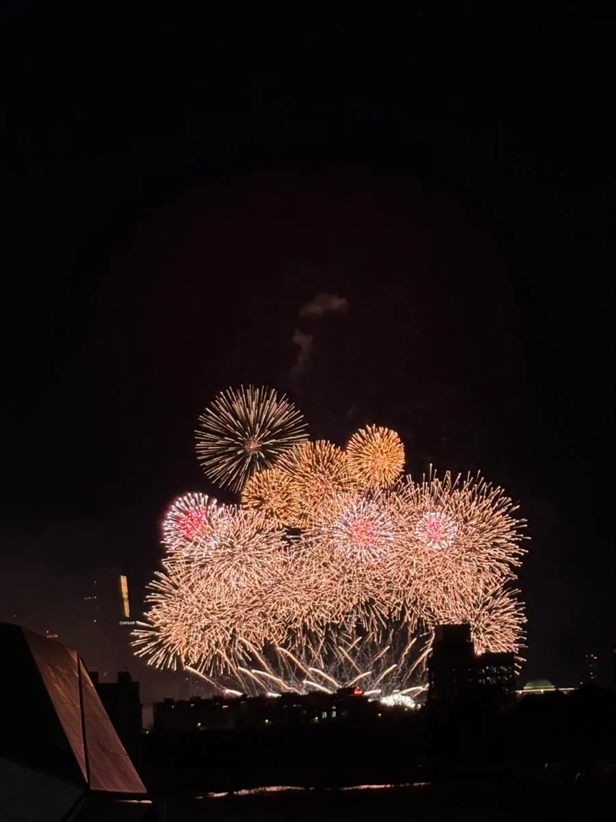 Fireworks festival night view from Yongsan Station Exit 3