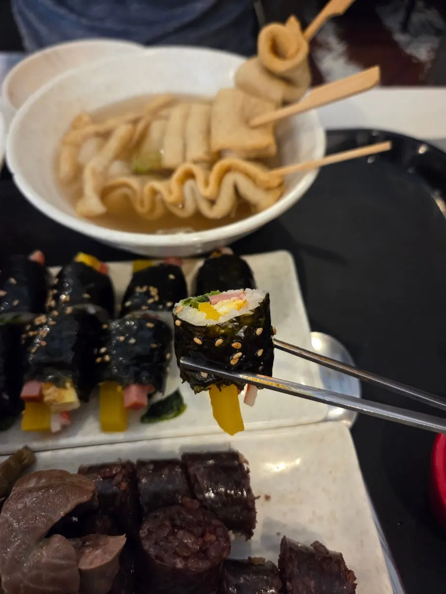Handmade mini gimbap brushed with sesame oil