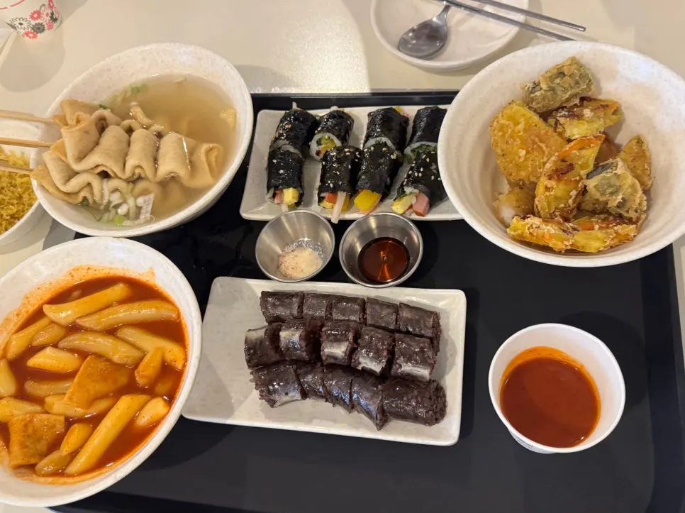 Table set with basic side dishes and water