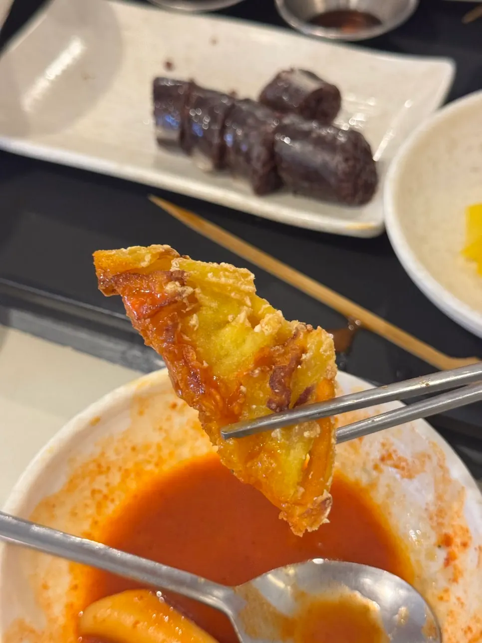 Plate of water rice cake and fish cake