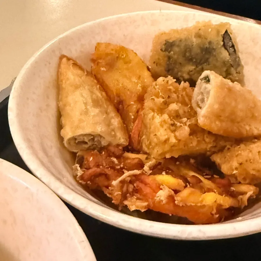 Assorted fritters served halved
