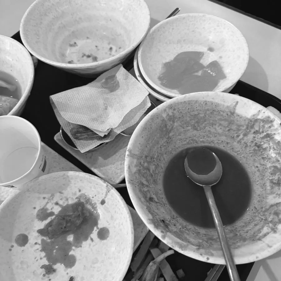 Empty plates scraped clean
