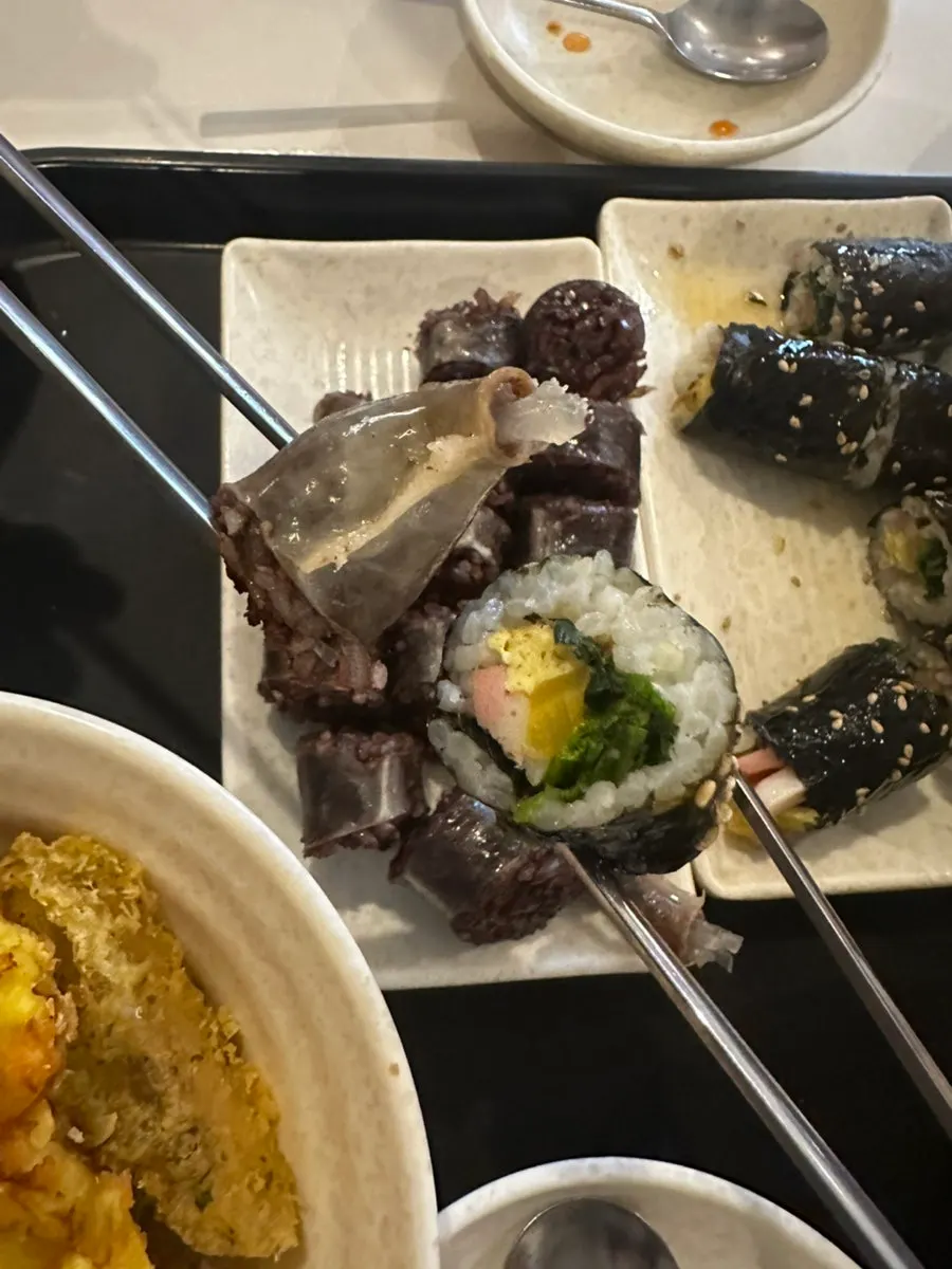 Assorted fried snacks — kimmari, vegetable, mandu, sweet potato