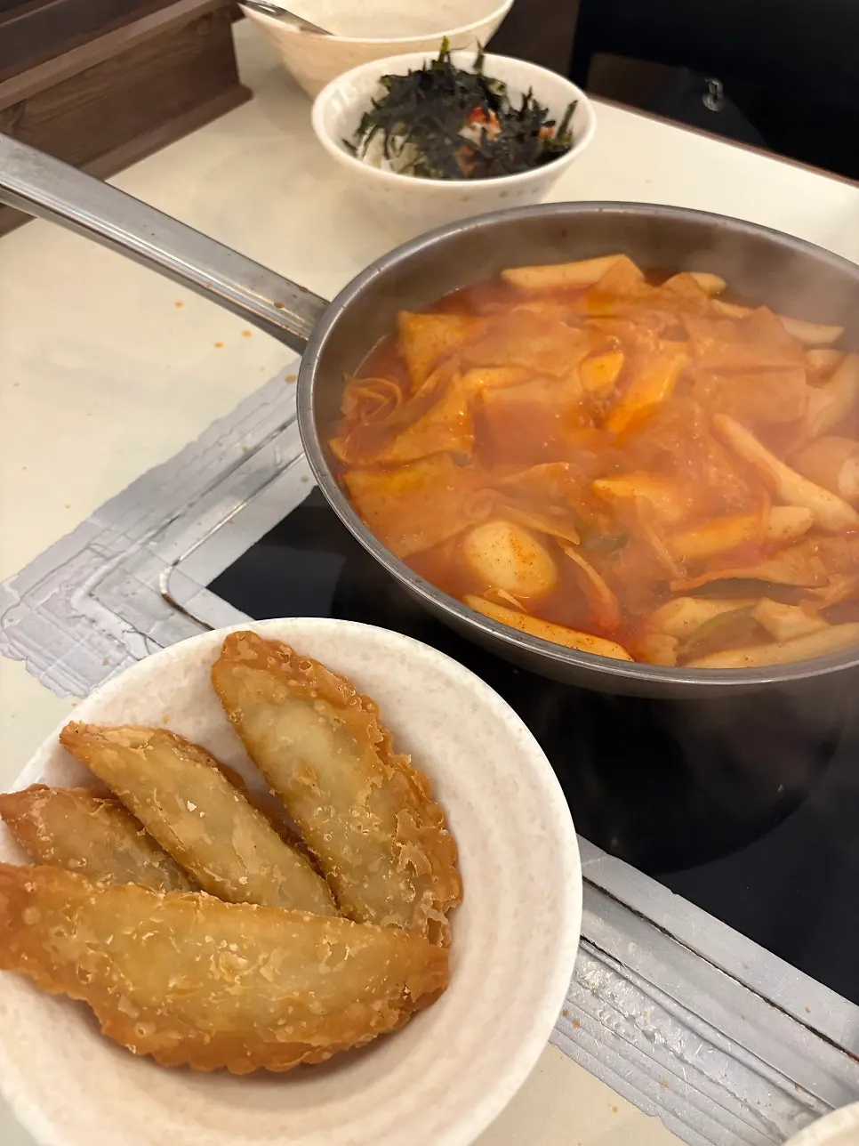 Close-up of bubbling jeuk-seok tteokbokki