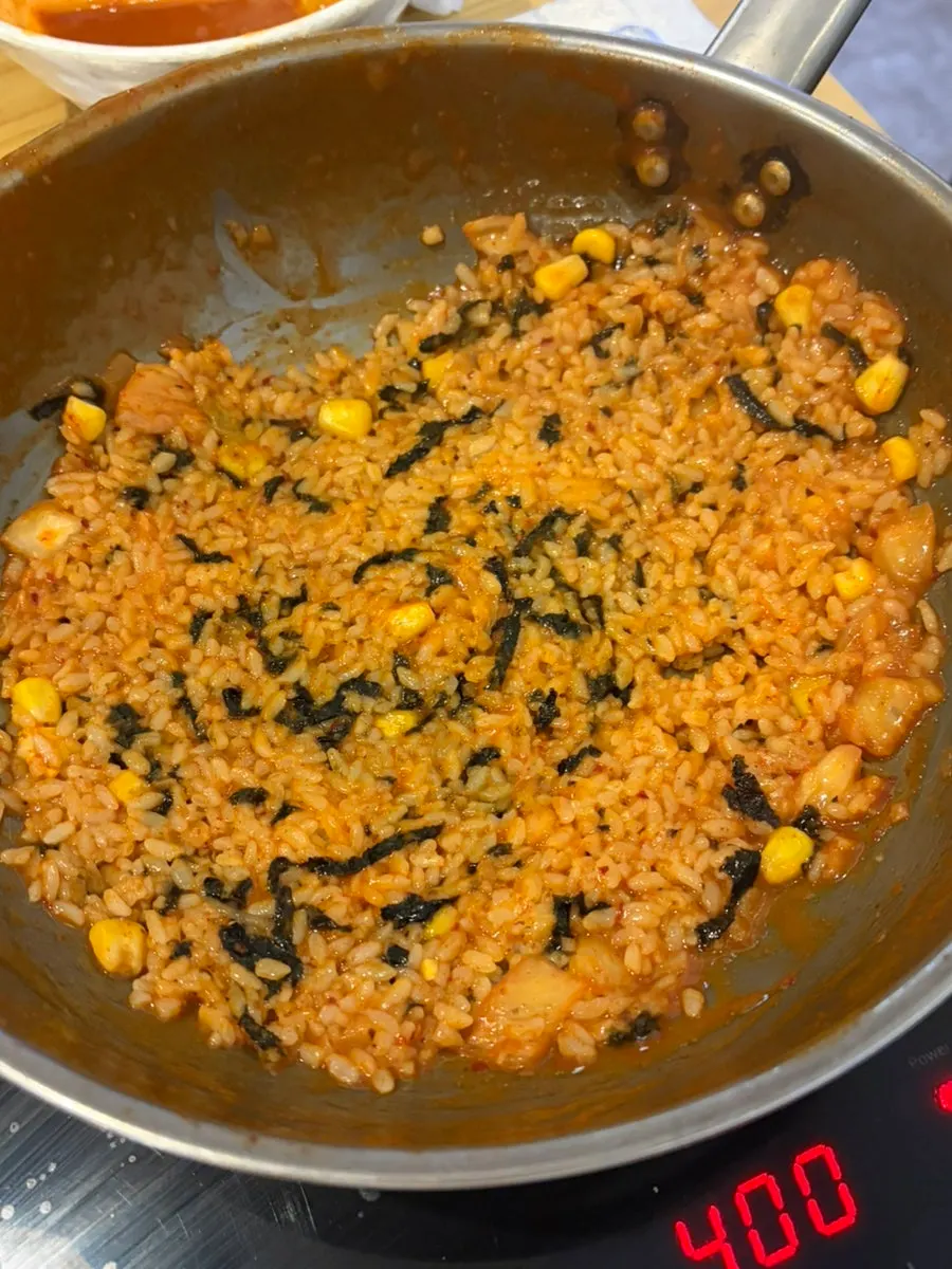 Close-up of tteokbokki rice cakes