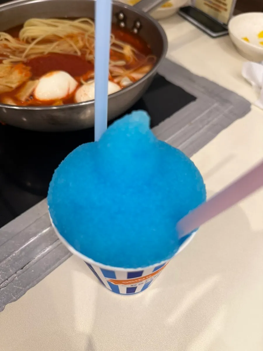 Slushie enjoyed alongside the tteokbokki