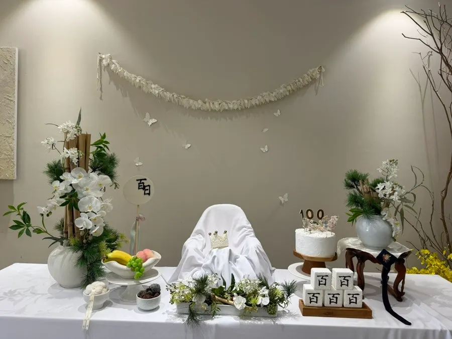 Photo setup for the 100-day celebration service
