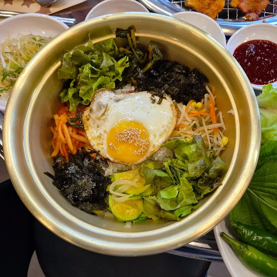 Generous serving of big bowl bibimbap
