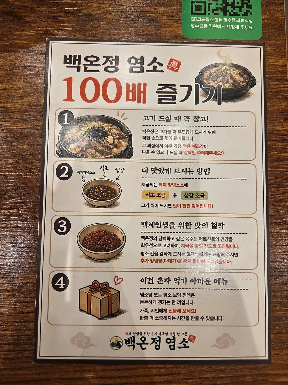 Menu information at Baekonjeong Yeomso