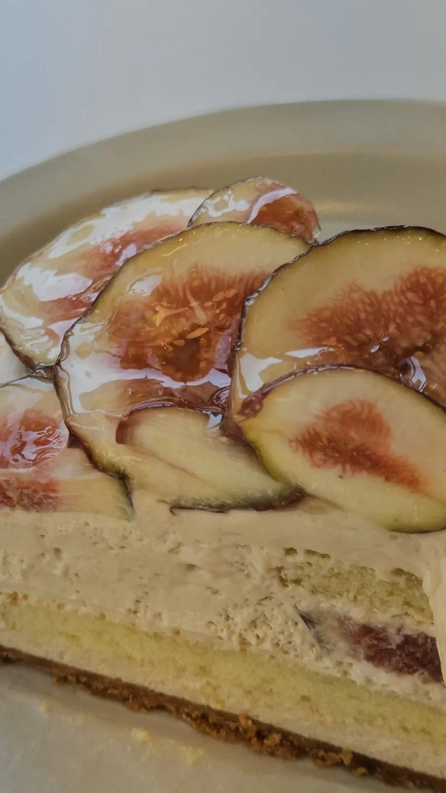 Cross-section of cake showing moist sponge and cream