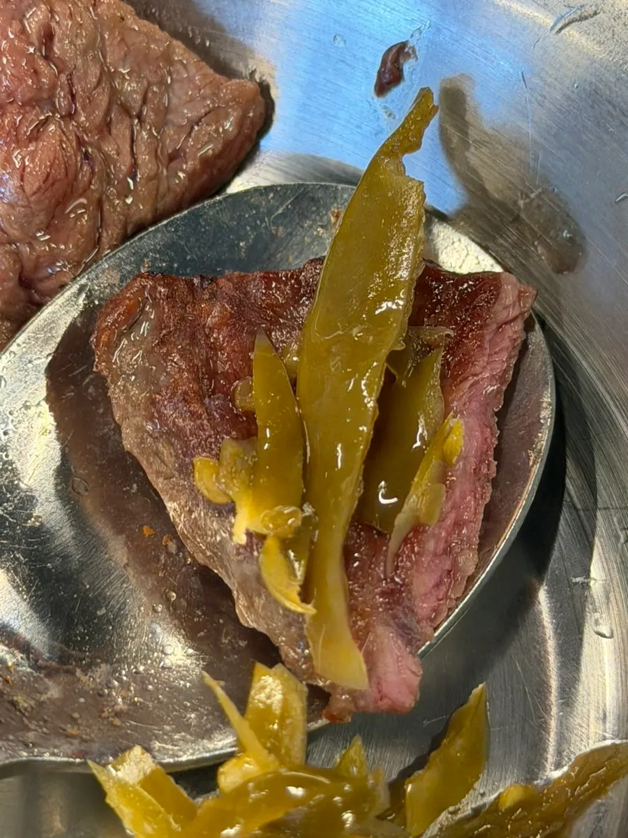 Beef sushi bites made with grilled meat over rice
