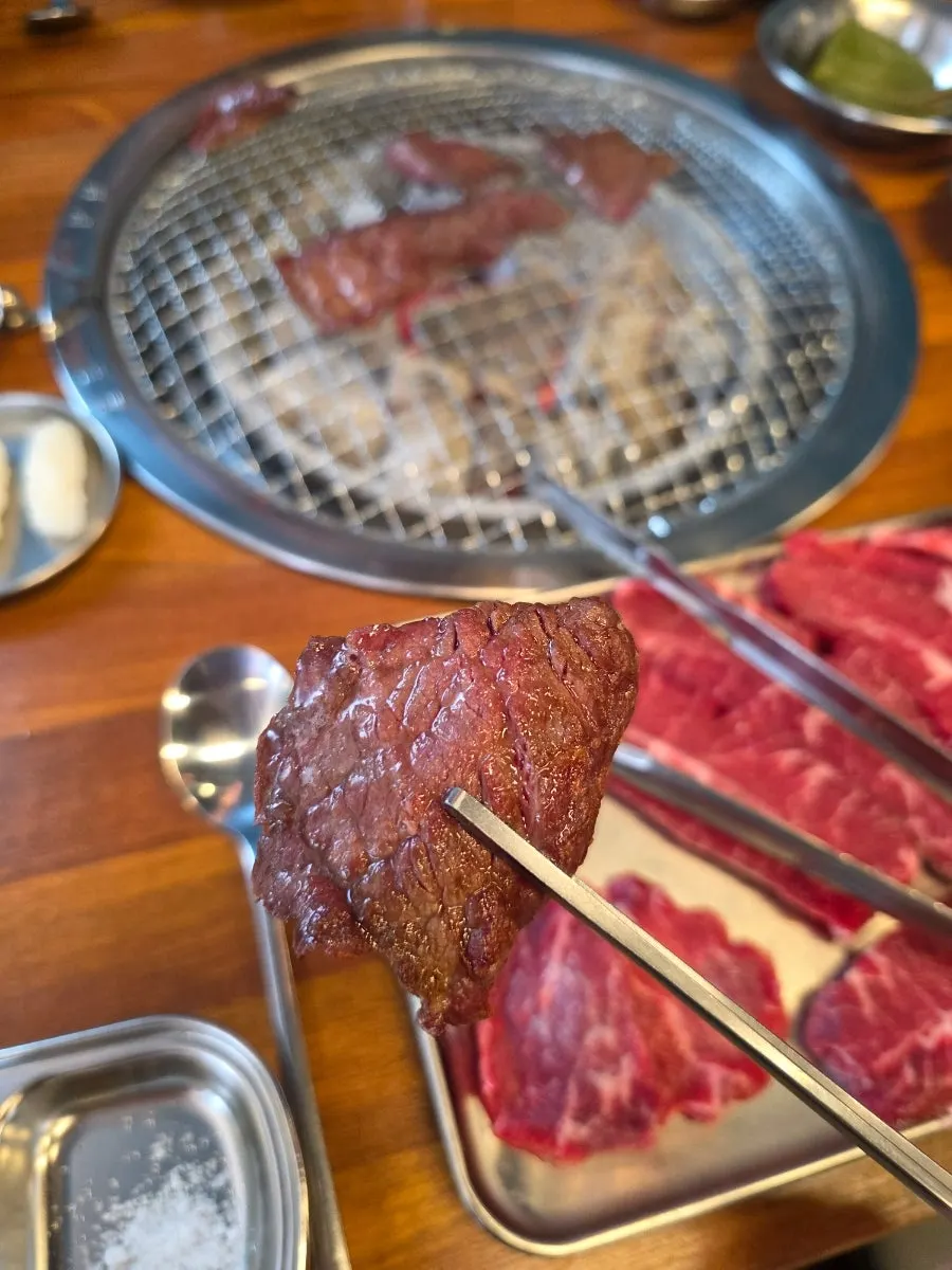 Charcoal grill and meat on the pan