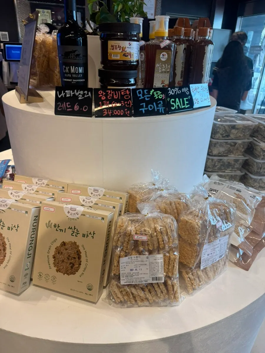 Display showing 30 years of meat research at the restaurant