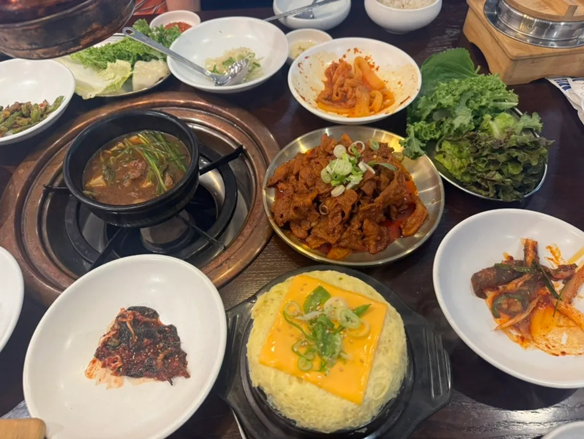 Menu board with ssambap and meat dishes at Neul Gogi Jip