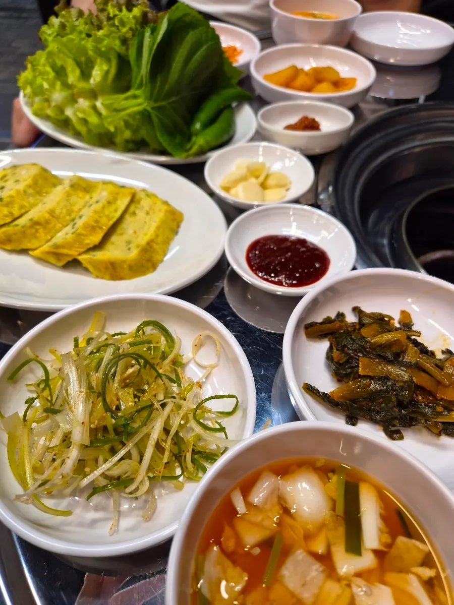 Basic side dishes set out for the meal