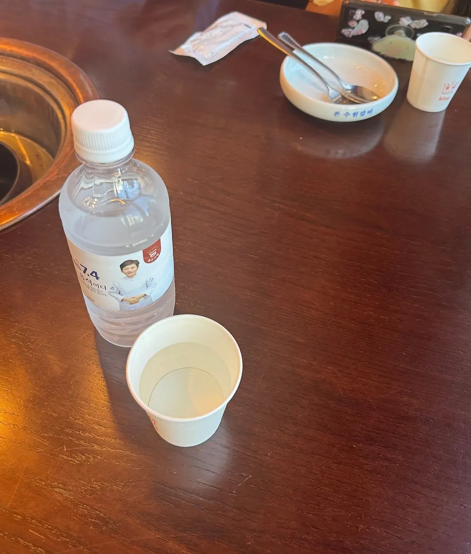 Table set with alkaline water bottle and child-sized spoon and fork