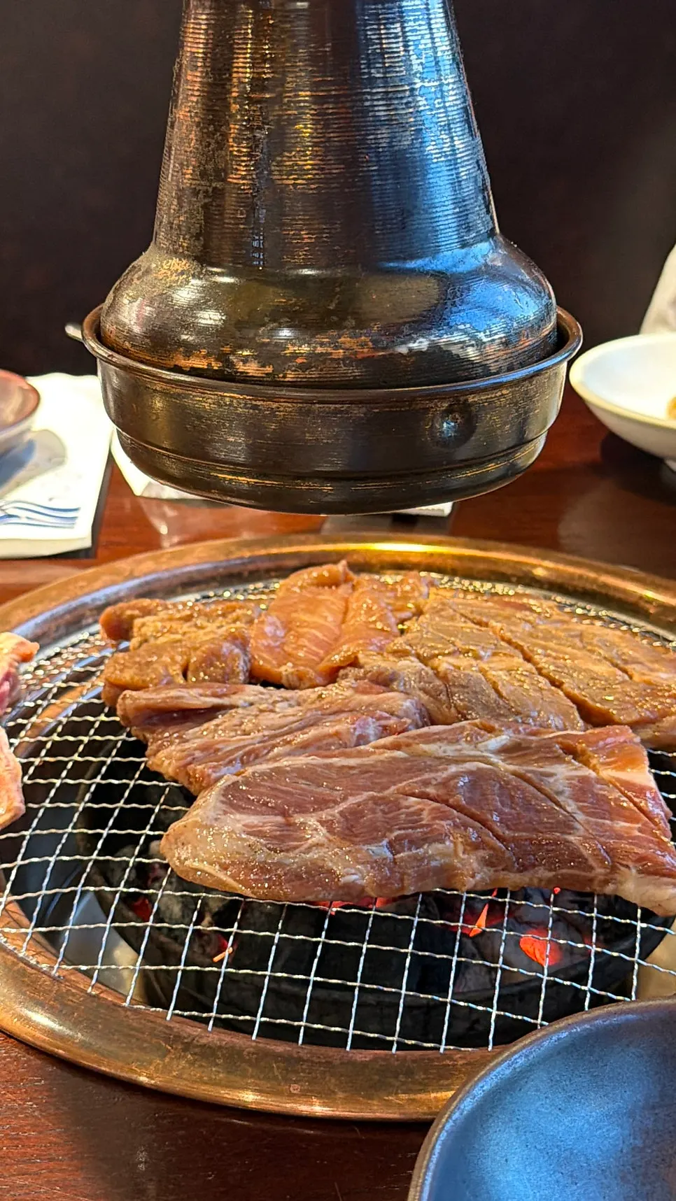 Weekday dinner table with nuruk pork galbi mokssal ordered