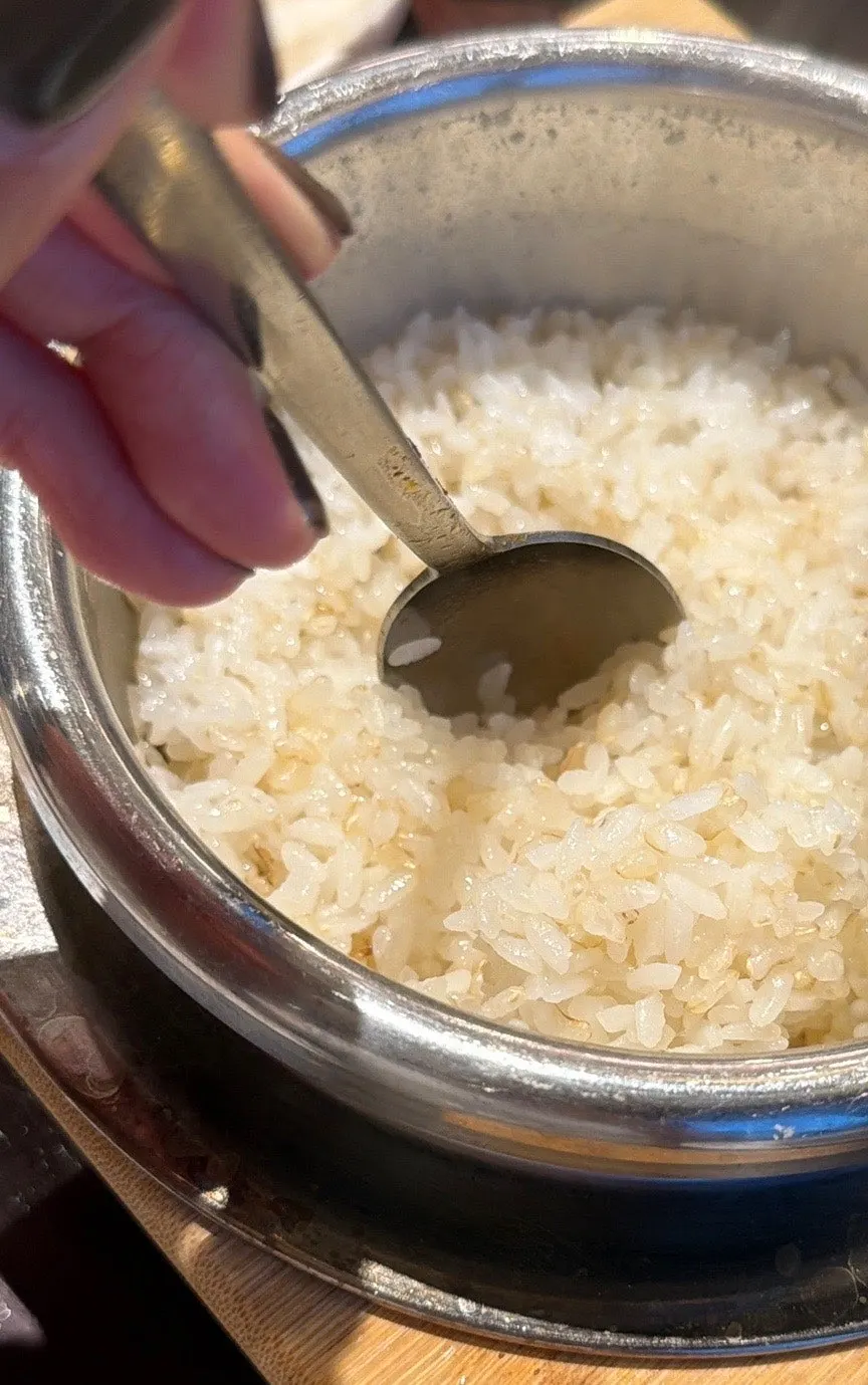 Freshly made hwangmi pot rice