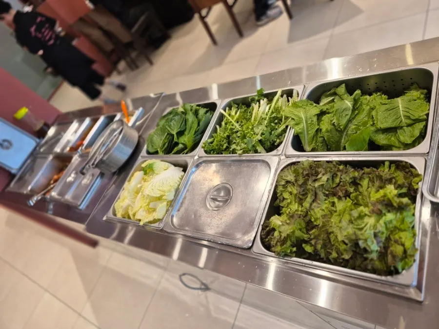 Neatly arranged basic banchan spread