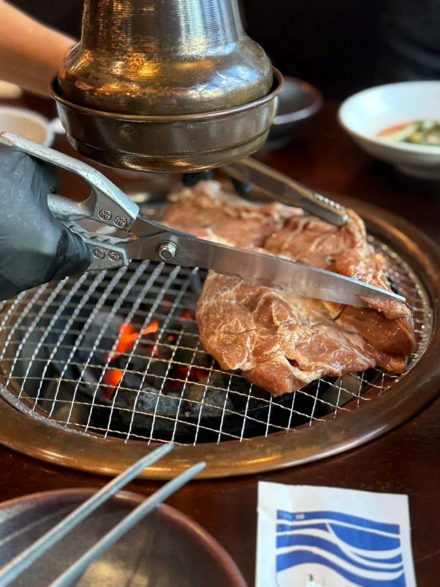Nuruk-marinated pork galbi for two before grilling
