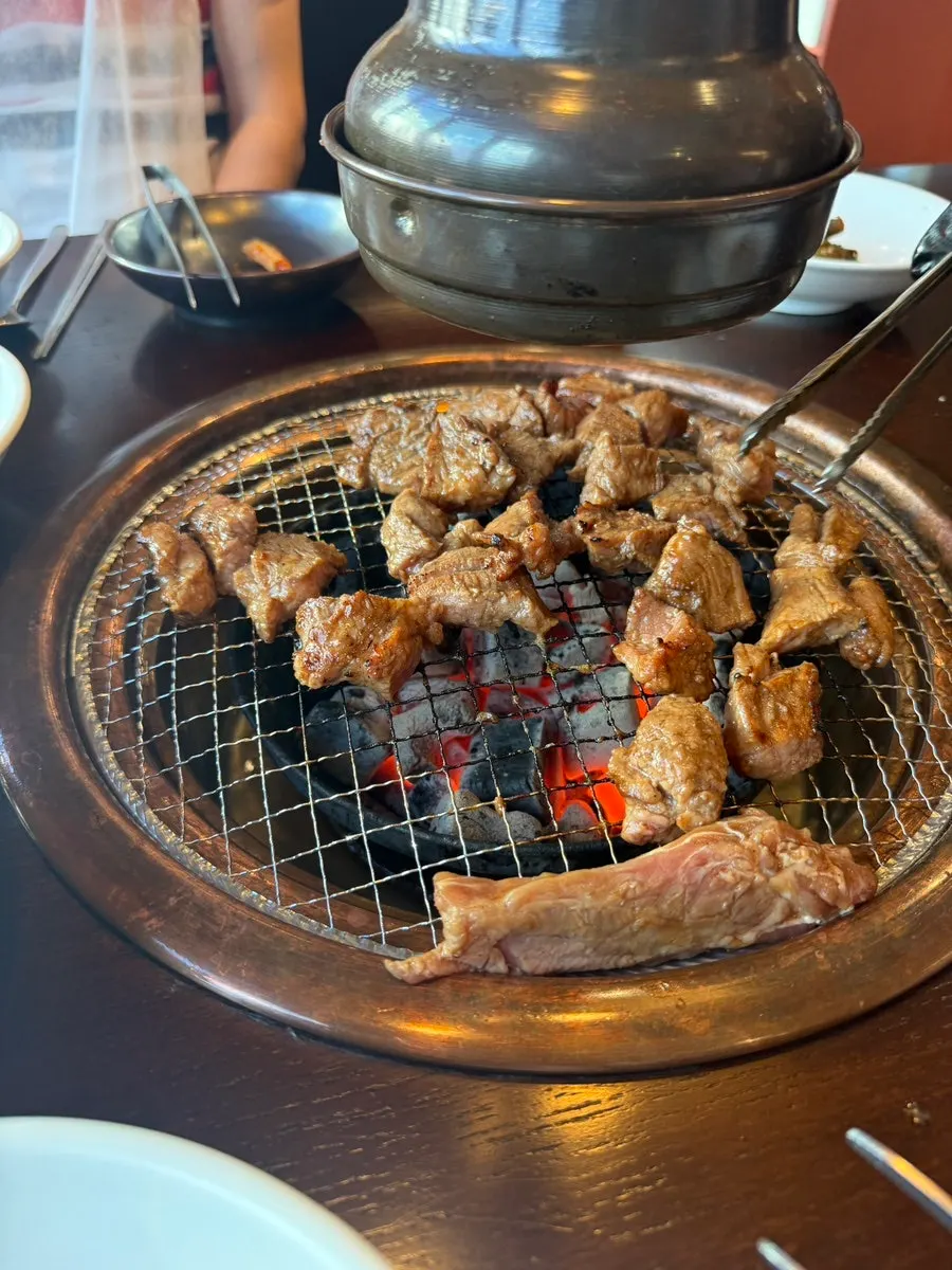 Nuruk-marinated pork galbi-mokssal grilling over the charcoal