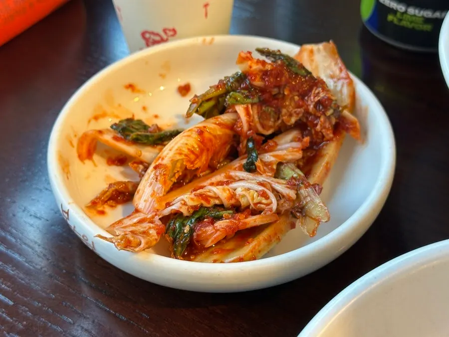 Close-up of kimchi and side dishes
