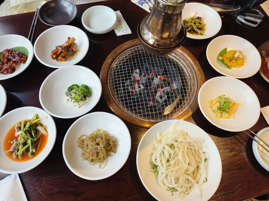 Side dishes set out first at the table