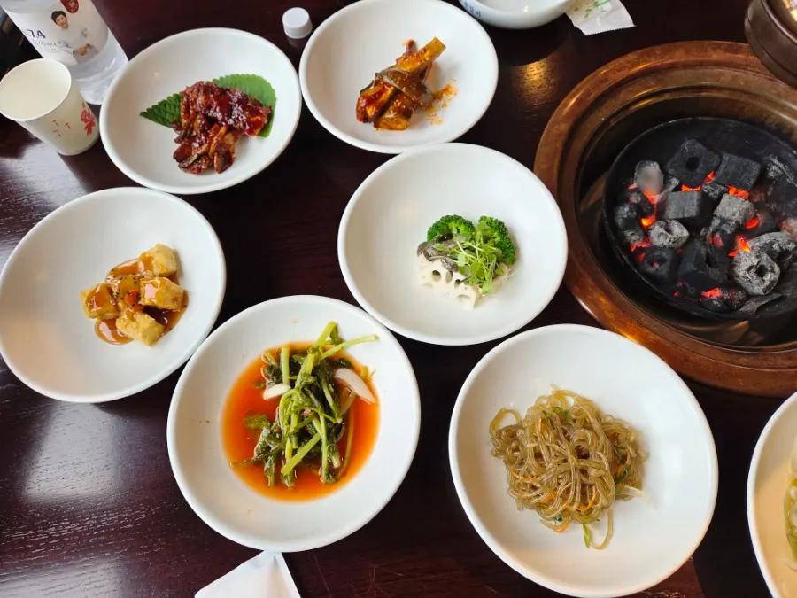Charcoal brought out alongside the side dishes